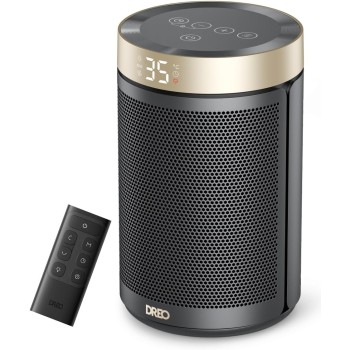 Dreo Calefactor Bajo Consumo Cerámico, con Termostato Portátil, Temporizador 12H, Modo Eco y Ventilador, 1500W PTC Rápido y