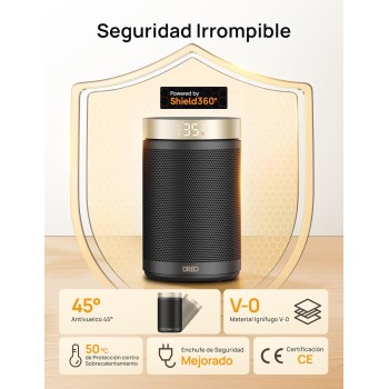 Dreo Calefactor Bajo Consumo Cerámico, con Termostato Portátil, Temporizador 12H, Modo Eco y Ventilador, 1500W PTC Rápido y