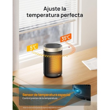 Dreo Calefactor Bajo Consumo Cerámico, con Termostato Portátil, Temporizador 12H, Modo Eco y Ventilador, 1500W PTC Rápido y