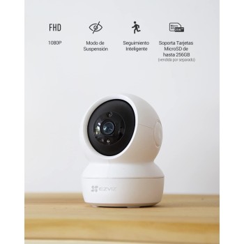 EZVIZ C6N (2-Pack) Cámaras Vigilancia WiFi Interior 360º, 1080P Camara Vigilancia Bebé/Mascotas, Visión Nocturna, Audio