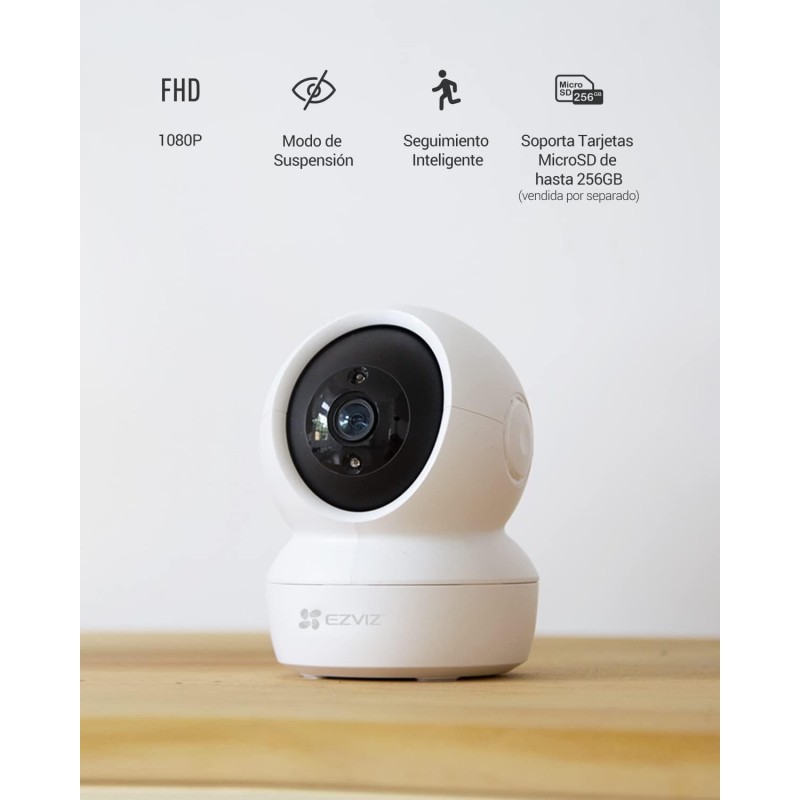 EZVIZ C6N (2-Pack) Cámaras Vigilancia WiFi Interior 360º, 1080P Camara Vigilancia Bebé/Mascotas, Visión Nocturna, Audio
