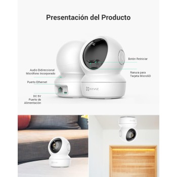 EZVIZ C6N (2-Pack) Cámaras Vigilancia WiFi Interior 360º, 1080P Camara Vigilancia Bebé/Mascotas, Visión Nocturna, Audio