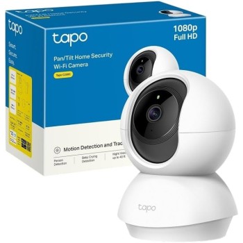 Tapo Cámara de vigilancia WiFi interior 360° 1080p C200C, visión nocturna, notificaciones en tiempo real, detección de personas,