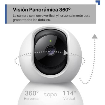 Tapo Cámara de vigilancia WiFi interior 360° 1080p C200C, visión nocturna, notificaciones en tiempo real, detección de personas,