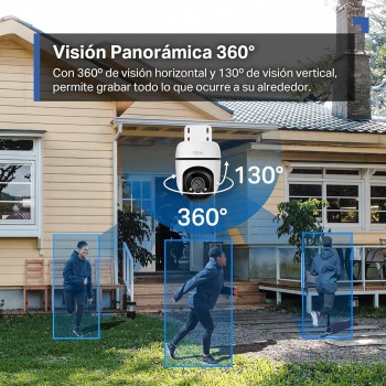 Tapo C51A - Cámara de vigilancia Wi-Fi para Exteriores 360°, visión Nocturna a Todo Color 2k (3 MP), detección Personas con IA