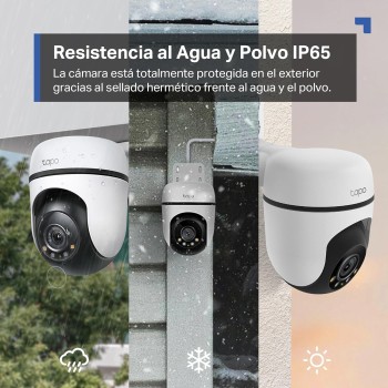 Tapo C51A - Cámara de vigilancia Wi-Fi para Exteriores 360°, visión Nocturna a Todo Color 2k (3 MP), detección Personas con IA