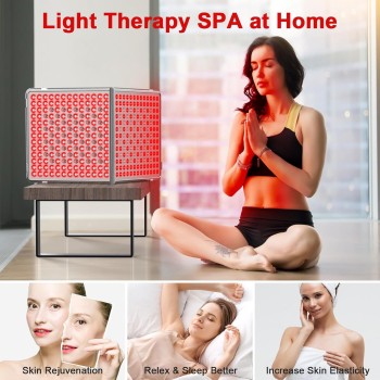 Lámpara Luz Roja, Profey Lámpara Infrarroja Combinación de 660nm y 850nm, Lámpara de Luz Roja de 338 LED con Temporizador, Luz