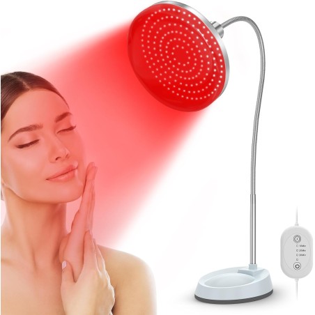 Lámpara Luz Roja,Lámpara Infrarrojos 660nm y 850nm,Lámpara de Luz Roja de 200 LED con Temporizador,luz Infrarroja para Rostro,