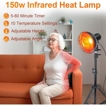 Rkdely Lámparas Infrarrojas, 150W Lampara Infrarrojos, Lampara Luz Roja con Temporizador, Lámparas de Calor Infrarrojo con