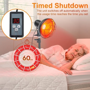 Rkdely Lámparas Infrarrojas, 150W Lampara Infrarrojos, Lampara Luz Roja con Temporizador, Lámparas de Calor Infrarrojo con