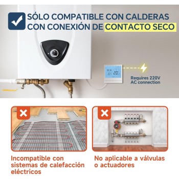 Beok Termostato Calefaccion WiFi para Caldera.Termostato con Alexa Control Vocal termostato Tuya Programable Inalámbrico Digital