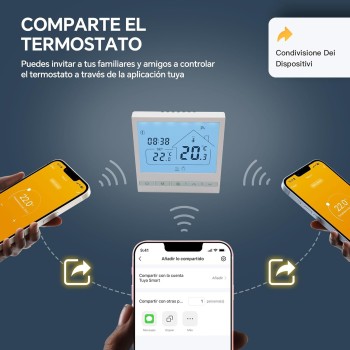 Beok Termostato Calefaccion WiFi para Caldera.Termostato con Alexa Control Vocal termostato Tuya Programable Inalámbrico Digital