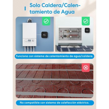 Meross Termostato Calefaccion WiFi Matter, Termostato WiFi Caldera Gas Condensación, Compatible con Alexa, Google Assistant y