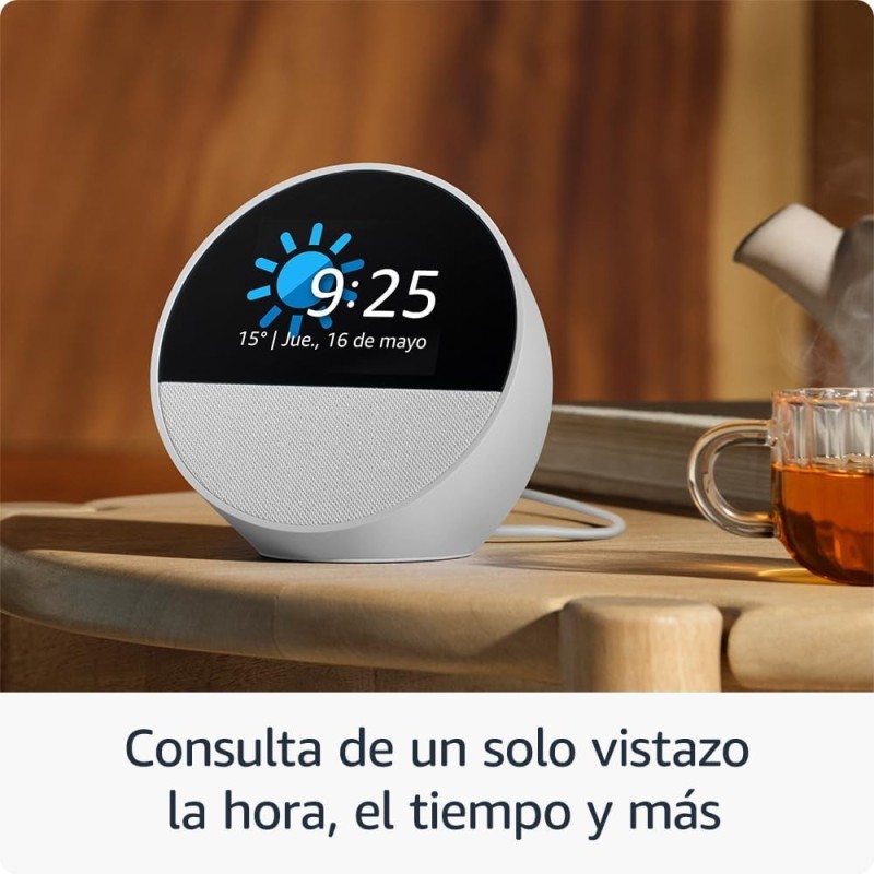 Amazon Echo Spot (última generación) | Despertador inteligente con sonido de calidad y Alexa | Blanco