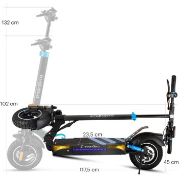 smartGyro Dual MAX 2 - Patinete Eléctrico, 2 Motores de 48V, 1000W Pot. Máxima, Batería 15Ah, Smart Core, Autonomía 60 Km,