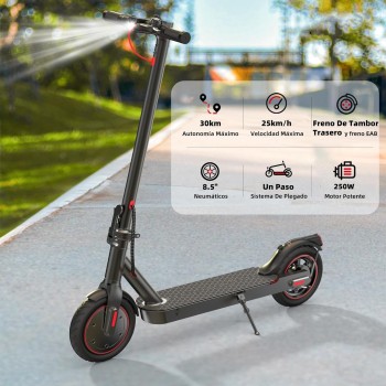 iScooter 8.5" Patinete Electrico Plegable para Adolescentes Y Adultos, 350W Motor, Autonomía 30KM, MAX 25 KM/H, 187.2WH Batería,
