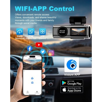 Dash CAM Coche, 4K Dashcam con Tarjeta 64G, Camara Vigilancia Coche Desmontable, Cámara Coche Grabadora, Super Visión, WiFi &