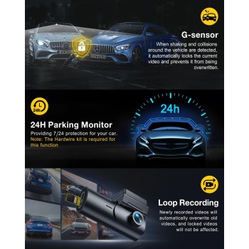 GKU Dashcam Cámara Coche 4K+1080P, 5GHz WiFi &GPS, 1.5'' IPS Dash CAM Coche con Tarjeta SD de 64GB,Camara Coche Grabadora,170°