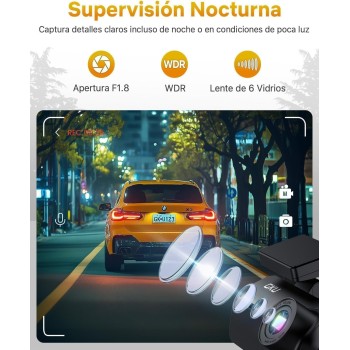 Cámara de Coche WiFi GKU Dashcam UHD 4K 2160P con Tarjeta 64G, Super Visión Nocturna, WDR, Diseño Ultra-Compacto, Gran Angular