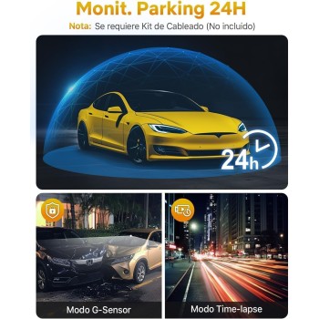 Cámara de Coche WiFi GKU Dashcam UHD 4K 2160P con Tarjeta 64G, Super Visión Nocturna, WDR, Diseño Ultra-Compacto, Gran Angular