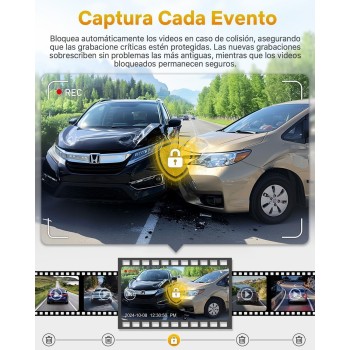 Cámara de Coche WiFi GKU Dashcam UHD 4K 2160P con Tarjeta 64G, Super Visión Nocturna, WDR, Diseño Ultra-Compacto, Gran Angular