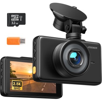 iZEEKER 2.5K Dashcam, Dash CAM Coche 1440P con Tarjeta SD de 32 GB, Camara Coche Grabadora, Pantalla IPS de 3", Visión Nocturna,