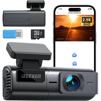 iZEEKER 2.5K Dashcam WiFi Dash Camera para Coches, Mini Cámara para Coche 1440P Front Dashcam con App, Tarjeta 32GB Gratis,