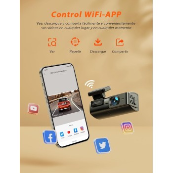 iZEEKER 2.5K Dashcam WiFi Dash Camera para Coches, Mini Cámara para Coche 1440P Front Dashcam con App, Tarjeta 32GB Gratis,