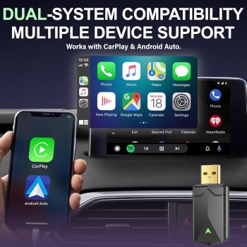 Adaptador CarPlay Inalámbrico – Adaptador Android Auto Inalámbrico, Wi-Fi 5,8GHz Plug & Play, Mini y Estable, iOS 10+/Android