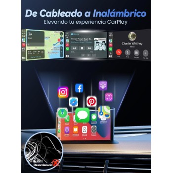 H3 Adaptador CarPlay Inalámbrico para iPhone - Convertidor de Cableado a Inalámbrico, Plug and Play USB-A/Type-C, Compatible con