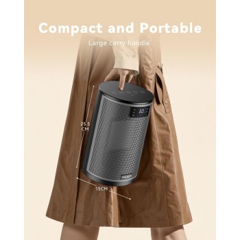 Calefactor Bajo Consumo,1500W PTC Ceramico Radiador Electrico, 4 Modos, Temporizador 8H, Modo ECO, Protección