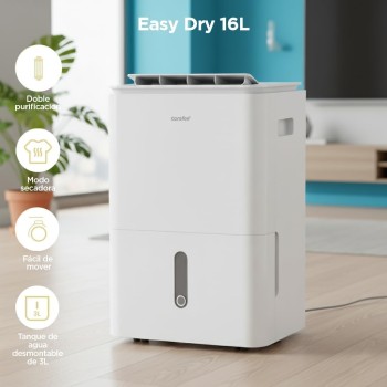 COMFEE' Deshumidificador de Humedad 16L Silencioso | WiFi/App, Modo Secado de Ropa y Auto Antihumedad, Purificador Eléctrico