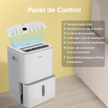 COMFEE' Deshumidificador de Humedad 16L Silencioso | WiFi/App, Modo Secado de Ropa y Auto Antihumedad, Purificador Eléctrico
