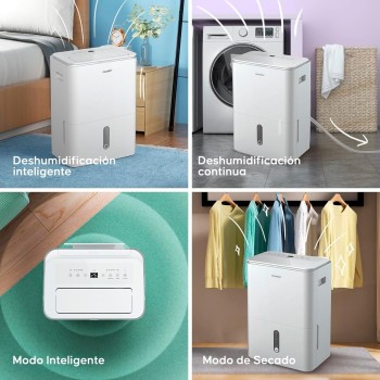 COMFEE' Deshumidificador de Humedad 16L Silencioso | WiFi/App, Modo Secado de Ropa y Auto Antihumedad, Purificador Eléctrico