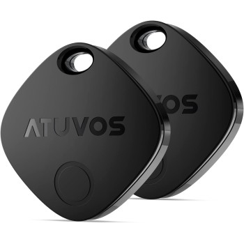 ATUVOS Air Tag Smart Tracker 2 Pack Negro, Buscador de Objetos Bluetooth Funciona con Buscar Apple (Sólo iOS, Android no