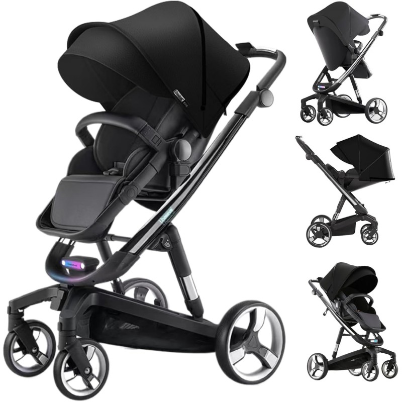 Eléctrico Inteligente Carrito Bebe, Multifuncional Carro Bebe, Cochecito Bebes con Cojín de Asiento Extraíble, Carros Para Bebe