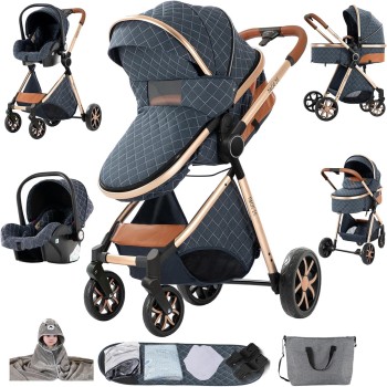 Eléctrico Inteligente Carrito Bebe, Multifuncional Carro Bebe, Cochecito Bebes con Cojín de Asiento Extraíble, Carros Para Bebe