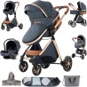 Eléctrico Inteligente Carrito Bebe, Multifuncional Carro Bebe, Cochecito Bebes con Cojín de Asiento Extraíble, Carros Para Bebe