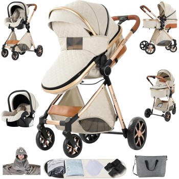 Eléctrico Inteligente Carrito Bebe, Multifuncional Carro Bebe, Cochecito Bebes con Cojín de Asiento Extraíble, Carros Para Bebe