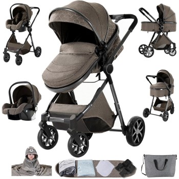 Eléctrico Inteligente Carrito Bebe, Multifuncional Carro Bebe, Cochecito Bebes con Cojín de Asiento Extraíble, Carros Para Bebe