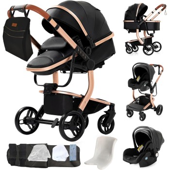 Eléctrico Inteligente Carrito Bebe, Multifuncional Carro Bebe, Cochecito Bebes con Cojín de Asiento Extraíble, Carros Para Bebe