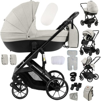 Eléctrico Inteligente Carrito Bebe, Multifuncional Carro Bebe, Cochecito Bebes con Cojín de Asiento Extraíble, Carros Para Bebe