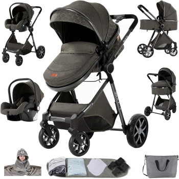 Eléctrico Inteligente Carrito Bebe, Multifuncional Carro Bebe, Cochecito Bebes con Cojín de Asiento Extraíble, Carros Para Bebe