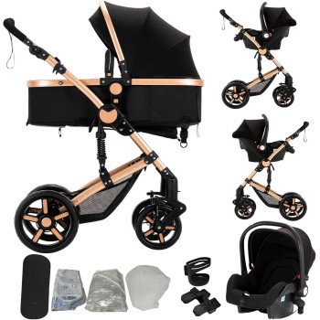 Eléctrico Inteligente Carrito Bebe, Multifuncional Carro Bebe, Cochecito Bebes con Cojín de Asiento Extraíble, Carros Para Bebe