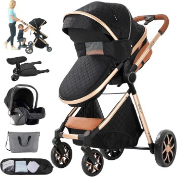 Eléctrico Inteligente Carrito Bebe, Multifuncional Carro Bebe, Cochecito Bebes con Cojín de Asiento Extraíble, Carros Para Bebe