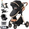 Eléctrico Inteligente Carrito Bebe, Multifuncional Carro Bebe, Cochecito Bebes con Cojín de Asiento Extraíble, Carros Para Bebe