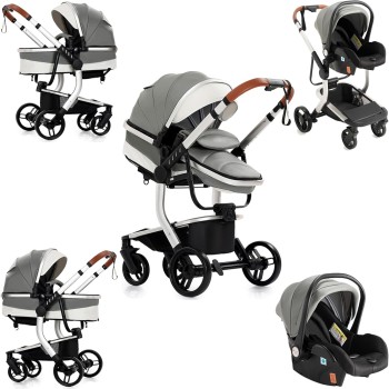 Eléctrico Inteligente Carrito Bebe, Multifuncional Carro Bebe, Cochecito Bebes con Cojín de Asiento Extraíble, Carros Para Bebe
