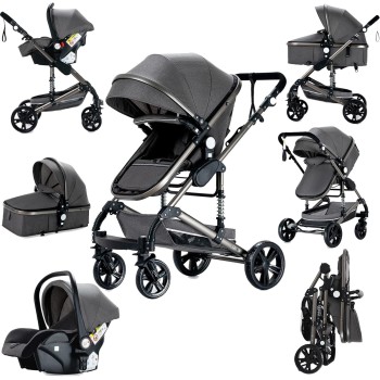 Eléctrico Inteligente Carrito Bebe, Multifuncional Carro Bebe, Cochecito Bebes con Cojín de Asiento Extraíble, Carros Para Bebe