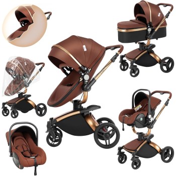 Eléctrico Inteligente Carrito Bebe, Multifuncional Carro Bebe, Cochecito Bebes con Cojín de Asiento Extraíble, Carros Para Bebe