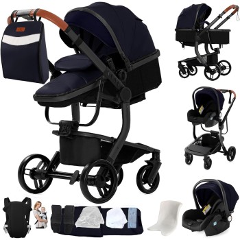 Eléctrico Inteligente Carrito Bebe, Multifuncional Carro Bebe, Cochecito Bebes con Cojín de Asiento Extraíble, Carros Para Bebe